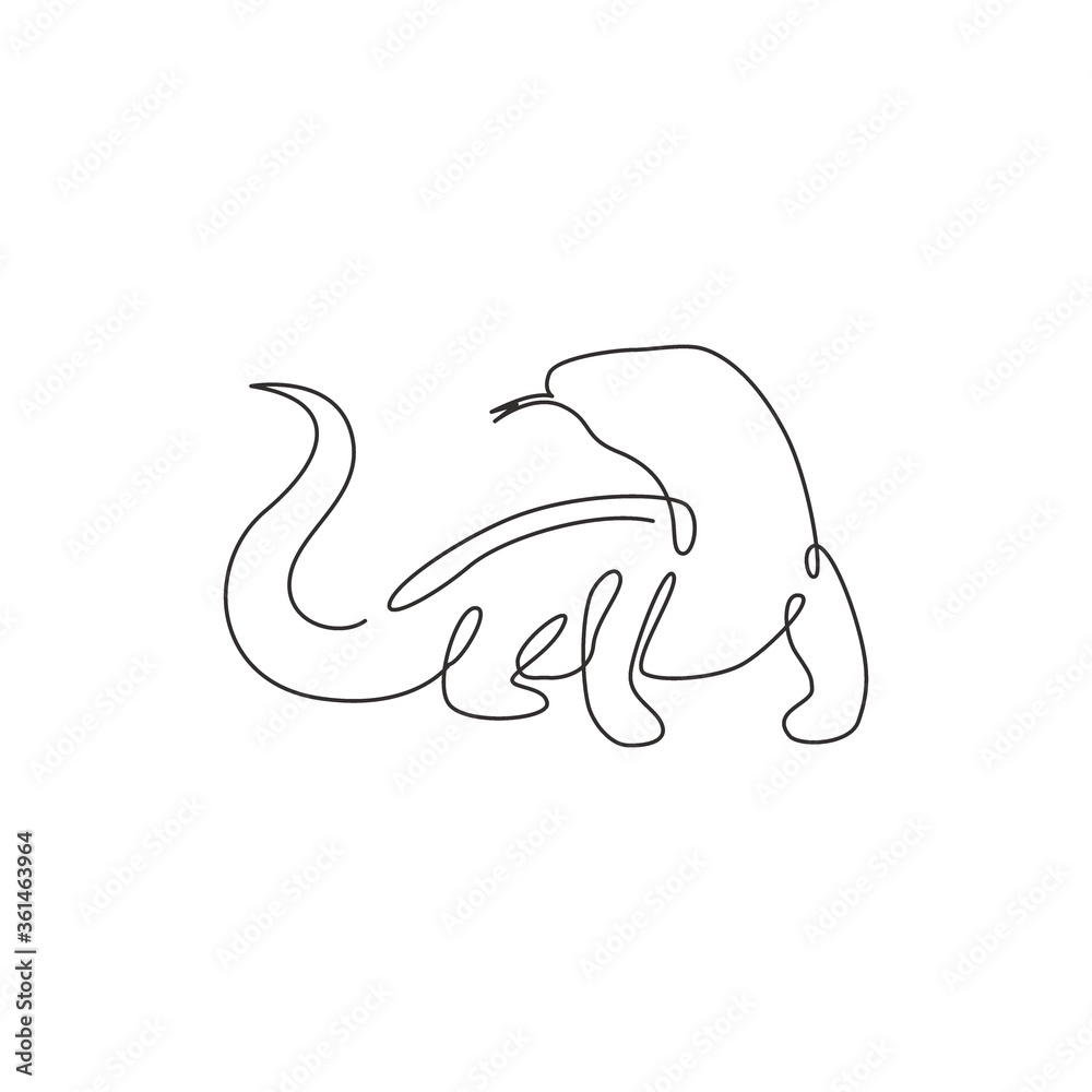One continuous line drawing of dangerous komodo dragon for company logo identity. Wild protected reptile animal mascot concept for conservation national park. Single line draw design illustration One continuous line drawing of dangerous komodo dragon for company logo identity. Wild protected reptile animal mascot concept for conservation national park. Single line draw design illustration