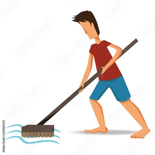 Man mopping