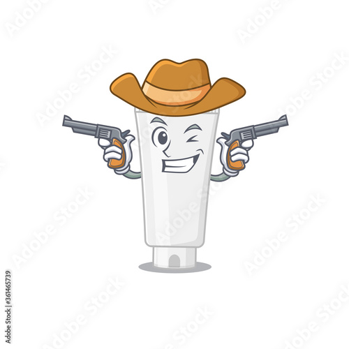 A wise cowboy of shower gel Cartoon design with guns