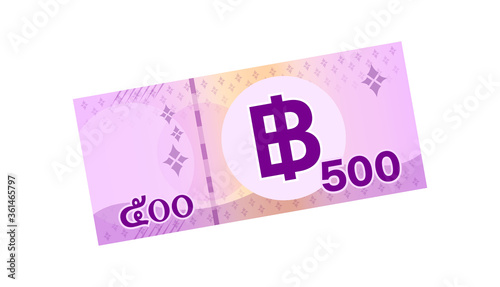 500 baht thai banknote money, thai currency five hundred THB concept, bank note money thailand baht for business and finance icon, paper money isolated on white background