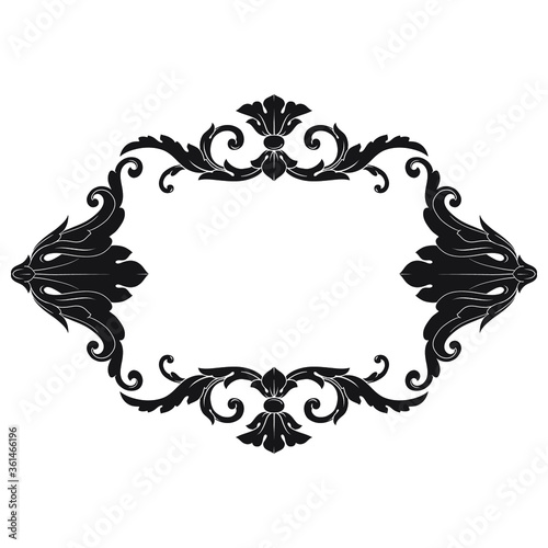 Vintage Ornament Element in baroque style with filigree and floral engrave the best situated for create frame, border, banner. It's hand drawn foliage swirl like victorian or damask design arabesque.