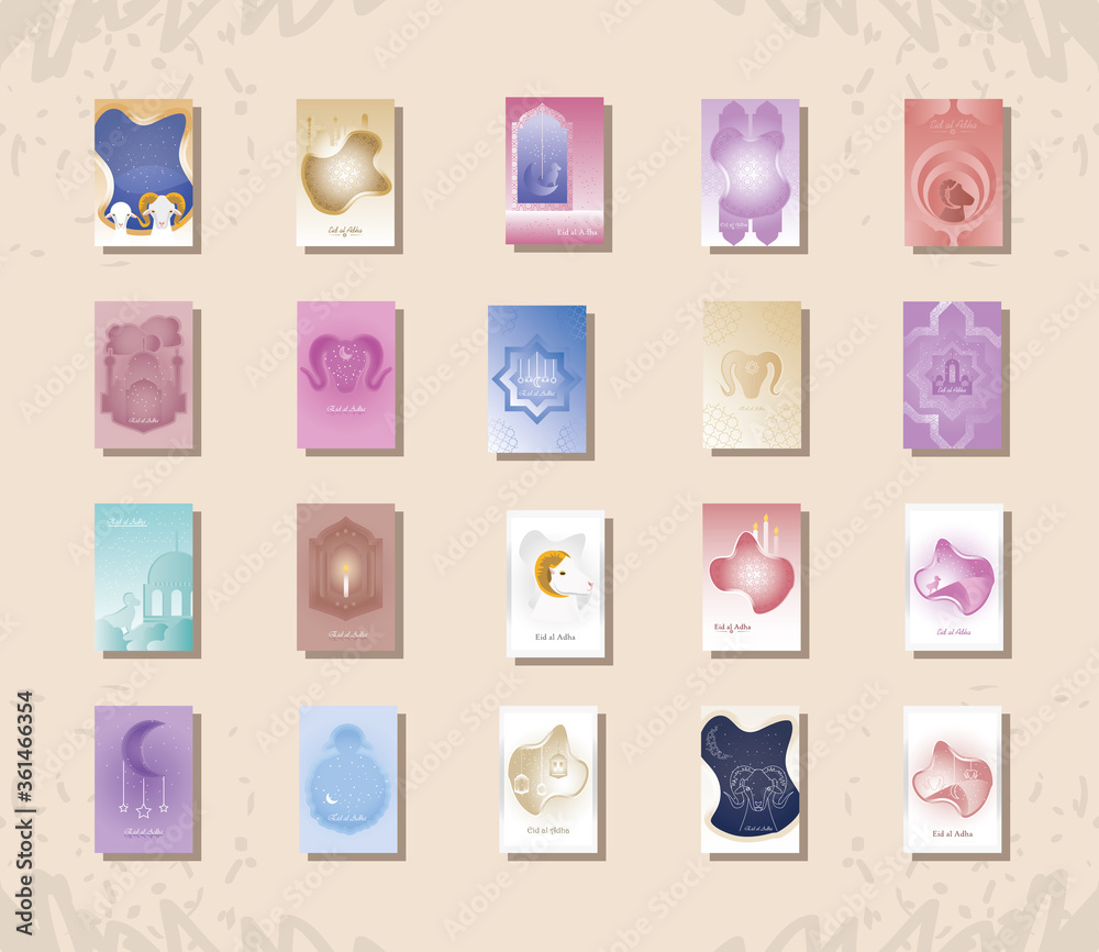 Eid al adha detailed style frames set vector design Eid al adha detailed style frames set vector design