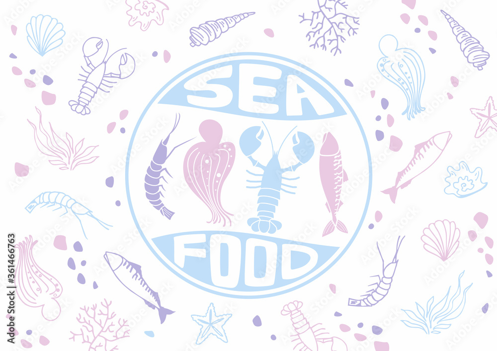 sea food vector image silhouette sketch background