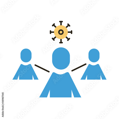 group of humans distance social flat style