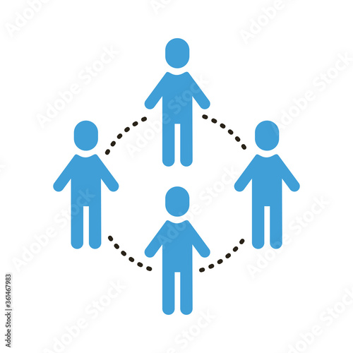 group of humans distance social flat style