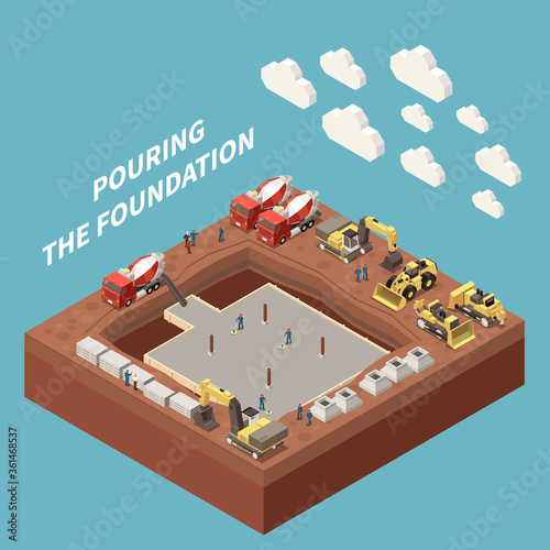 Concrete Cement Production Isometric Concept