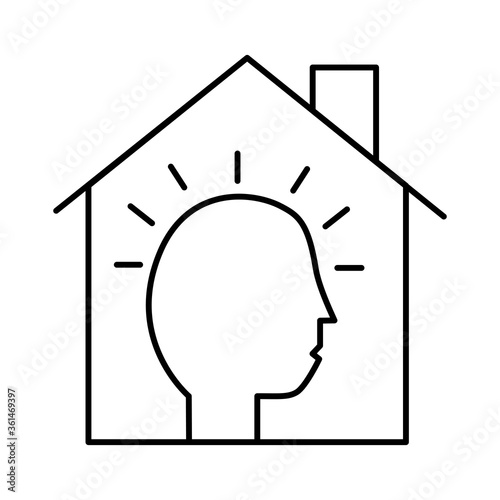 human profile stay at home line style