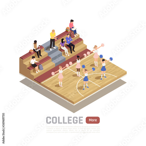 College Gym Isometric Composition