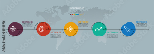 Strategy marketing business processing infographics presentation with color water drop on vector design.