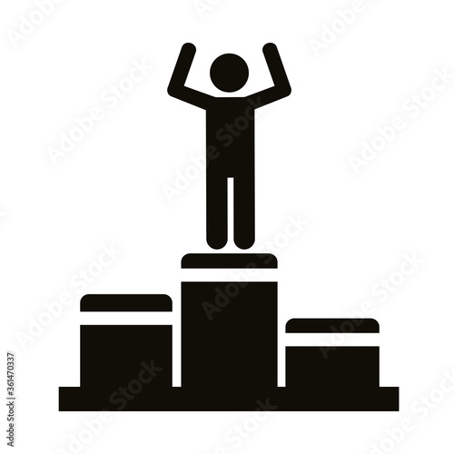 winner champion in podium avatar figure silhouette style