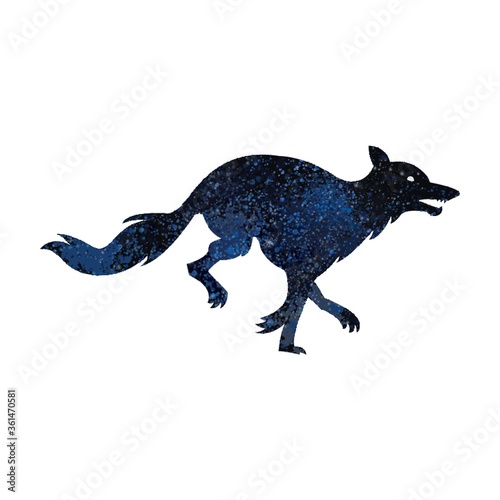 Double exposure wolf and night sky