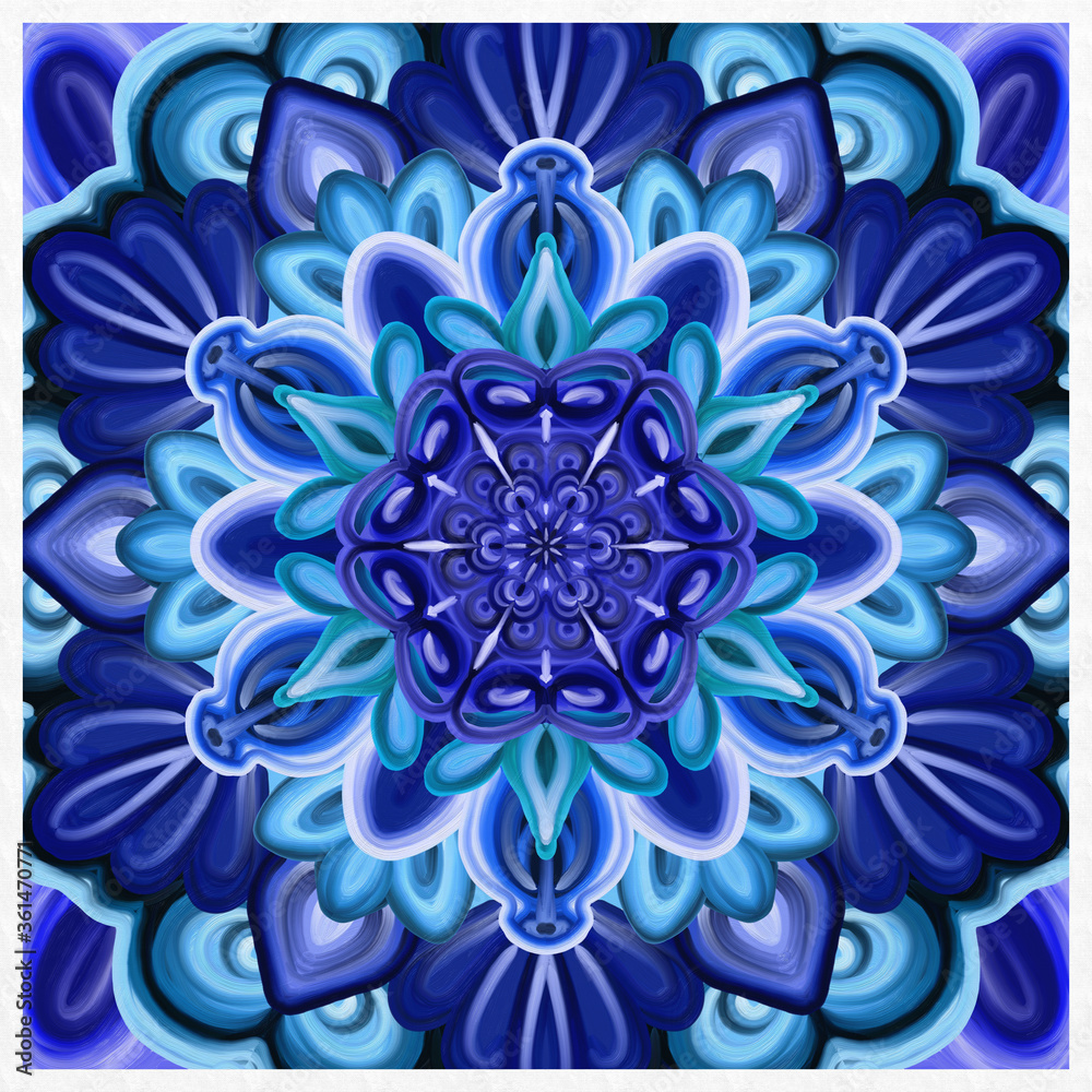 Symmetrical colorful decorated blue background