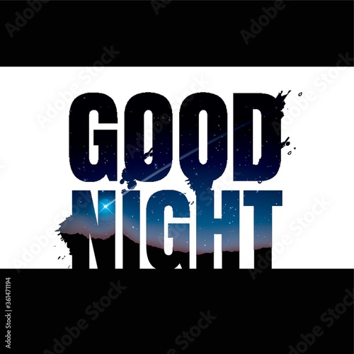 Double exposure of good night text with night landscape