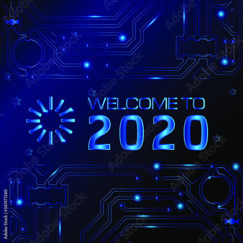 The technology electronic background design for 2020 happy new year