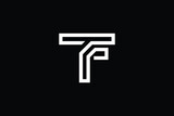 Minimal elegant monogram art logo. Outstanding professional trendy awesome artistic TF FT initial based Alphabet icon logo. Premium Business logo White color on black background