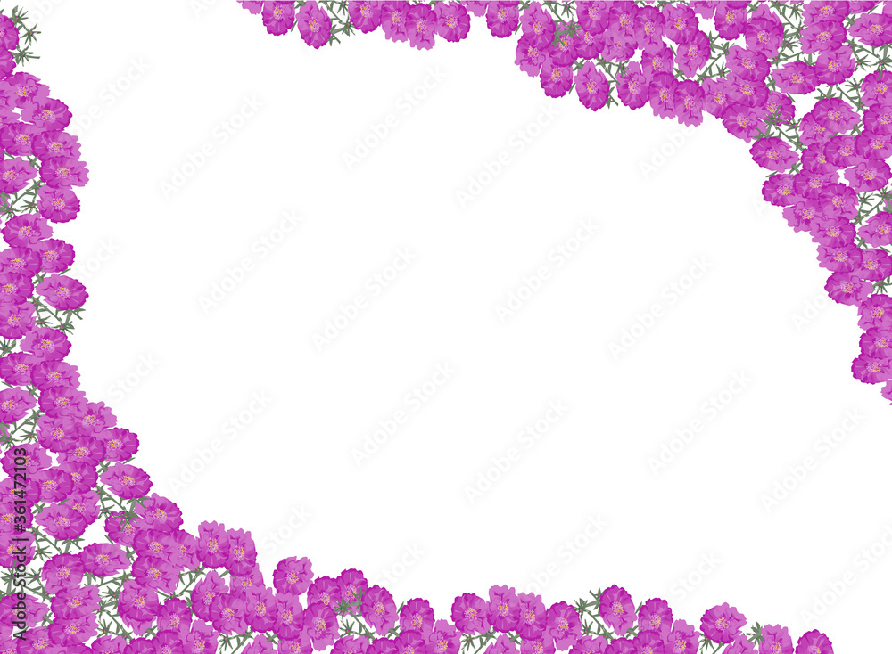 pink small flowers two corners on white background