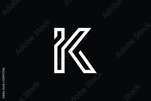 Minimal elegant monogram art logo. Outstanding professional trendy awesome artistic K KK initial based Alphabet icon logo. Premium Business logo White color on black background