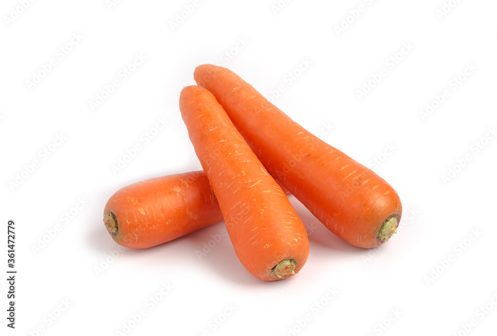 Fresh ripe carrots isolated on white background Fresh ripe carrots isolated on white background