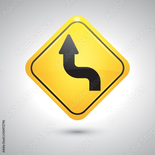 Sharp reverse left turns ahead sign