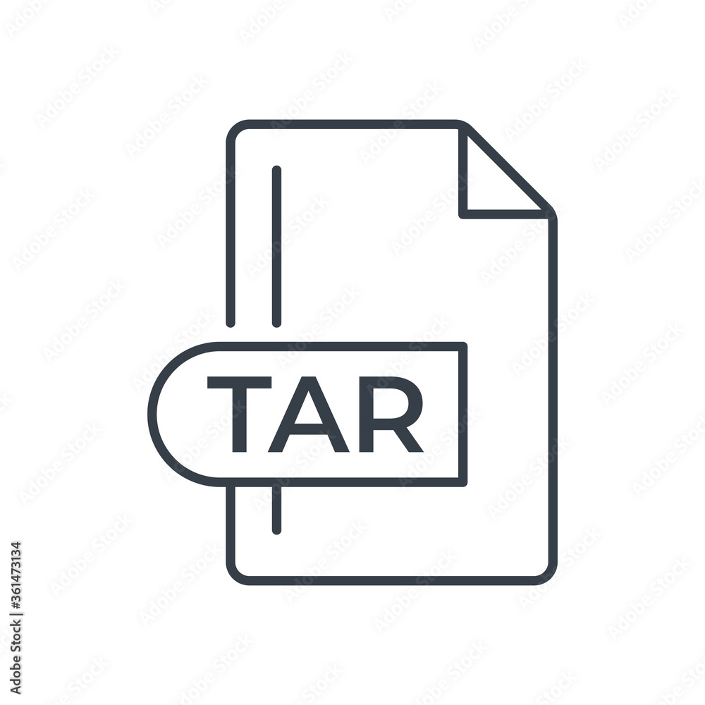 TAR File Format Icon. TAR extension line icon. TAR File Format Icon. TAR extension line icon.