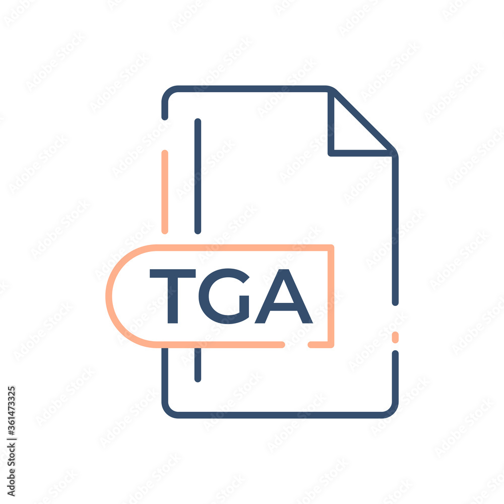 TGA File Format Icon. TGA extension line icon. TGA File Format Icon. TGA extension line icon.
