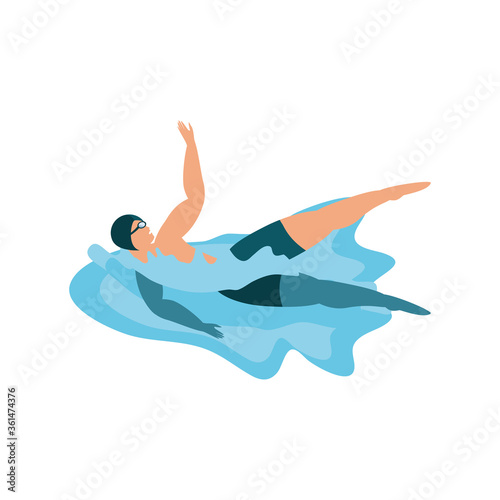 swimming man on white background