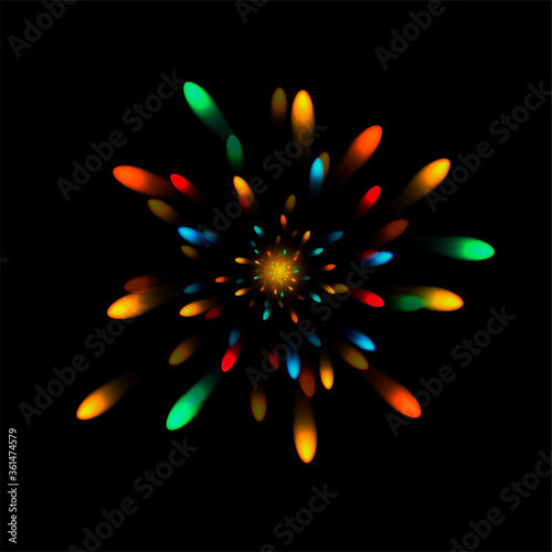 Realistic explosion. Fireworks. Bright flash. Celebration. For your design. Clipart