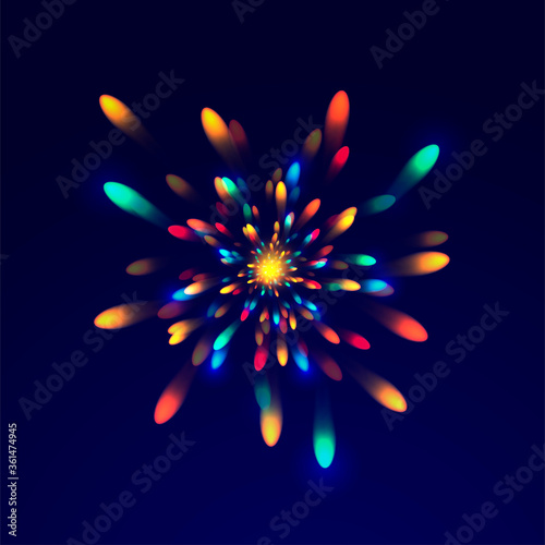 Realistic explosion. Fireworks. Bright flash. Celebration. For your design. Clipart