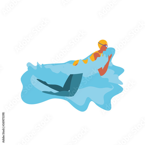 swimming man on white background