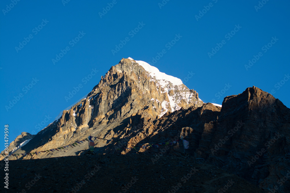 Mountain peak with morning light in Nepal, landscape photography