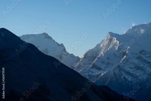 Mountain range with morning light in Nepal, landscape photography