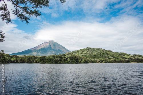 Lush greenery around Chaco Verde lake under the shadow of Volcán Maderas on Ometepe Island in Nicaragua
