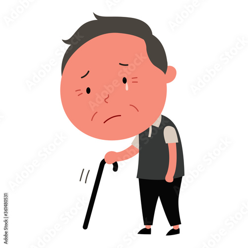 sad and lonely old man cartoon character design