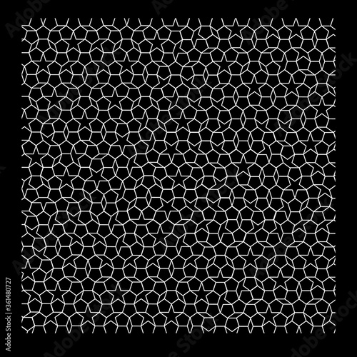 Penrose tiling mosaic in black and white