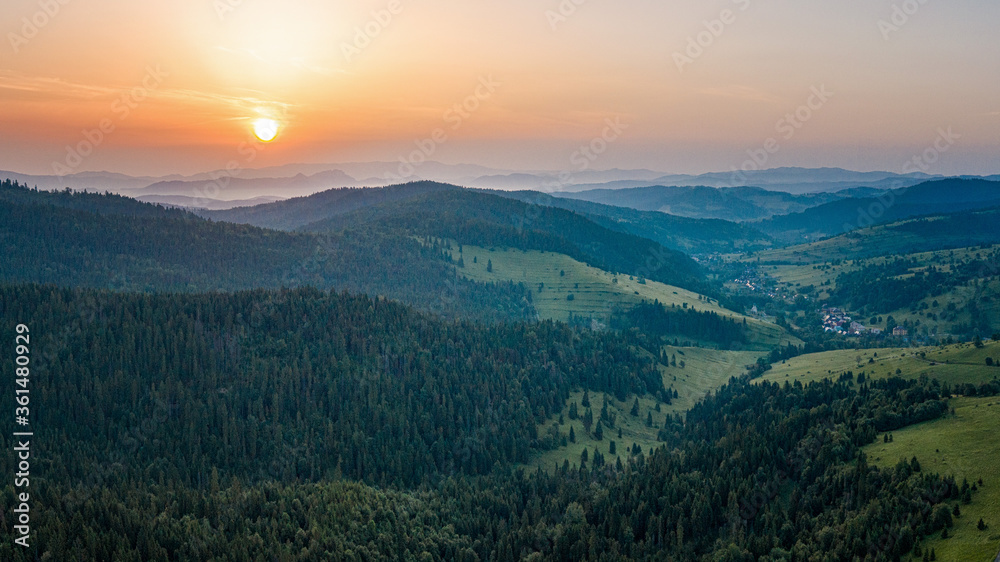 Fototapeta premium village Osturna under the mountains in a picturesque region