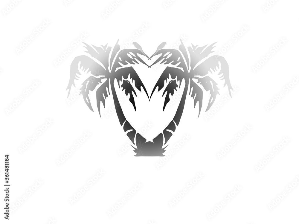 Fototapeta premium Two palm trees isolated on white