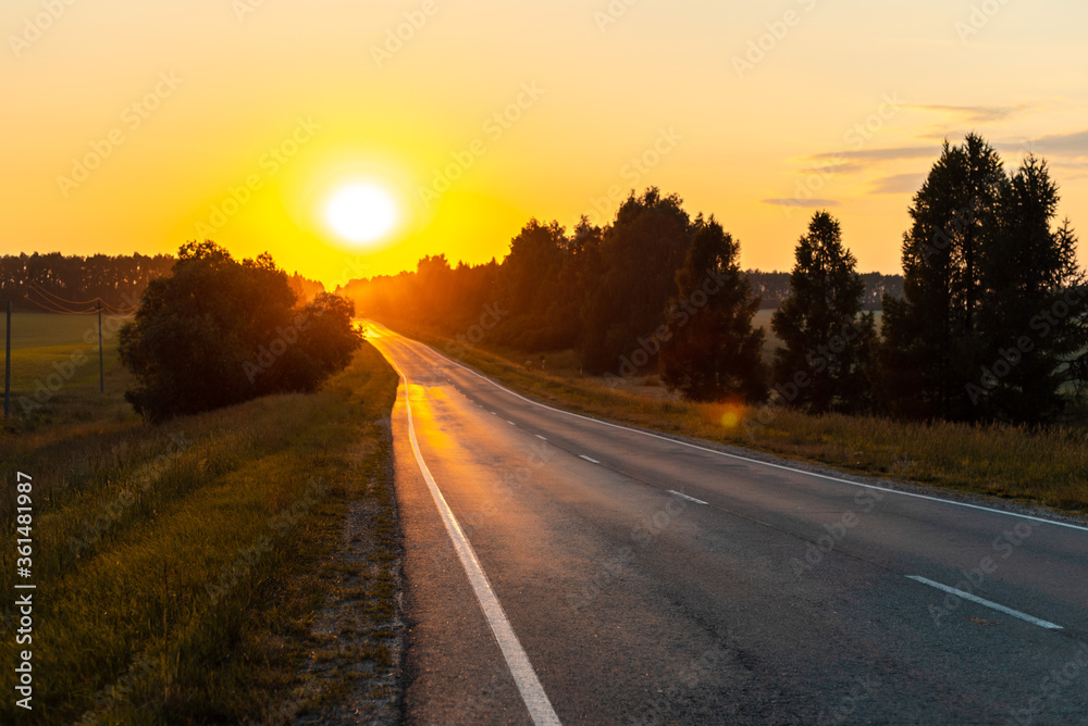 sunset road cinematic colors orange
