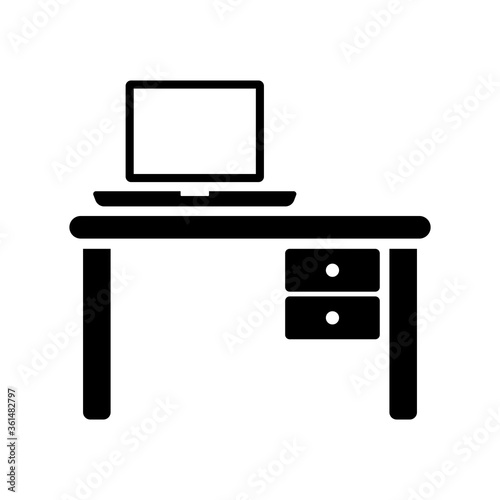 work table with laptop icon vector