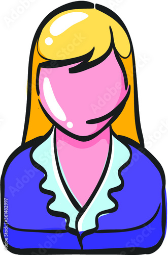 Female receptionist icon in color drawing. Call center, help desk, support 
