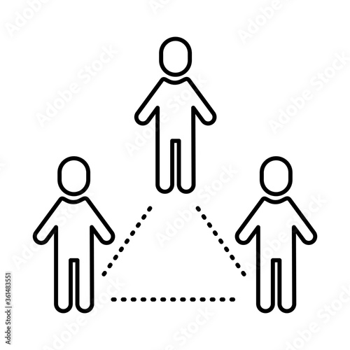 group of humans distance social line style