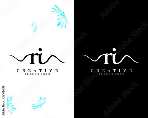 creative handwriting letter ri, ir logo design template vector