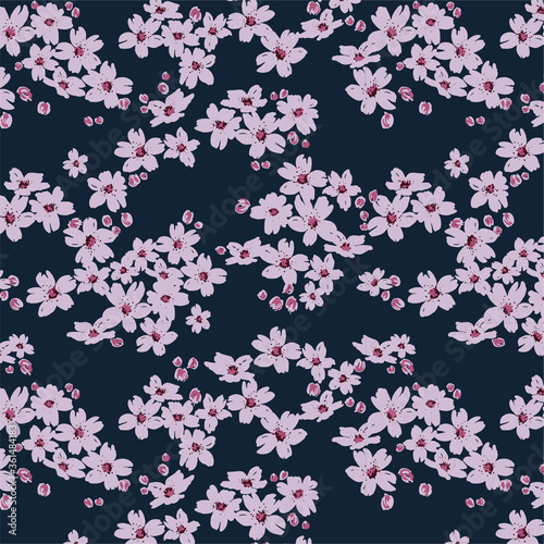 Wallpaper Mural VINTAGE LAVENDER SEAMLESS SCATTERED FLORAL PATTERN VECTOR ILLUSTRATION Template design for textiles, interior, clothes,  Torontodigital.ca