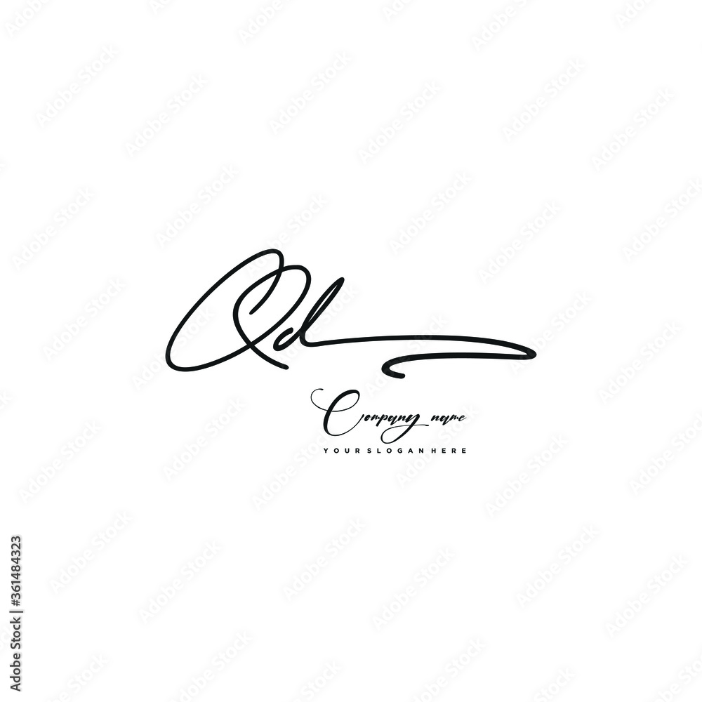 Fototapeta QD initials signature logo. Handwriting logo vector templates. Hand drawn Calligraphy lettering Vector illustration.