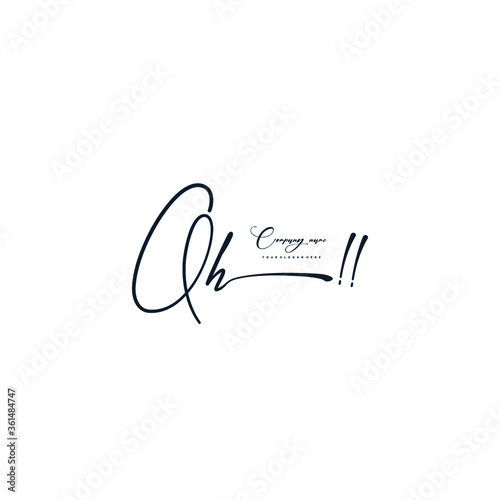 QH initials signature logo. Handwriting logo vector templates. Hand drawn Calligraphy lettering Vector illustration. 