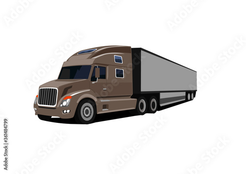North American semi truck over white background