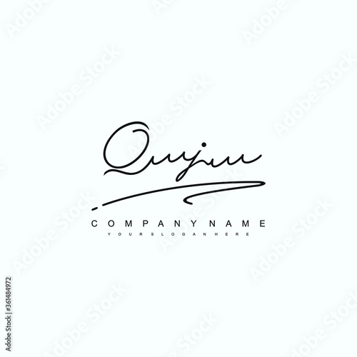 QJ initials signature logo. Handwriting logo vector templates. Hand drawn Calligraphy lettering Vector illustration.

