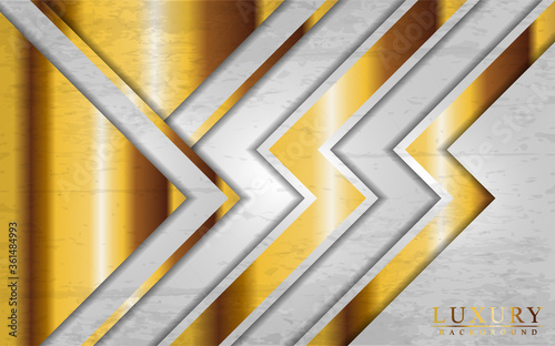 Modern luxury white and gold background with overlap layers design.