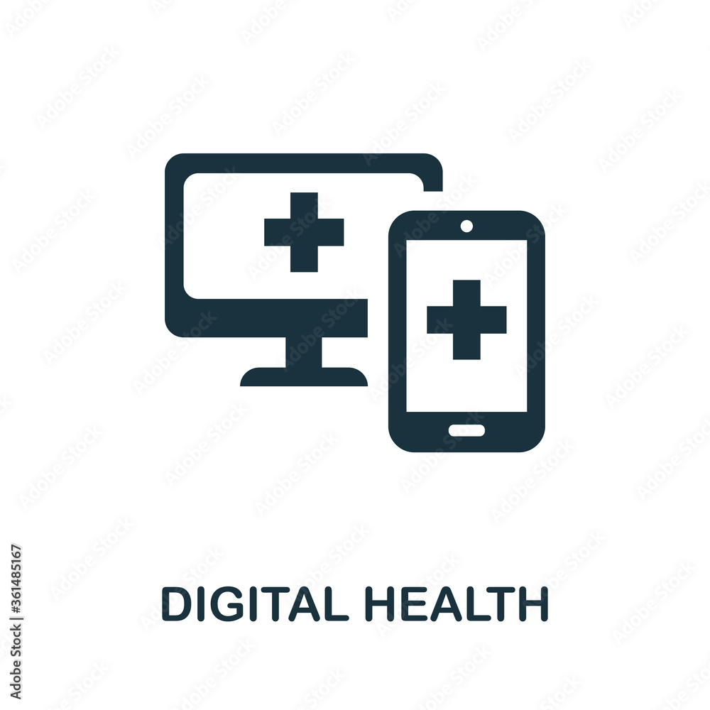 Digital Health icon. Monochrome simple Digital Health icon for templates, web design and infographics Digital Health icon. Monochrome simple Digital Health icon for templates, web design and infographics