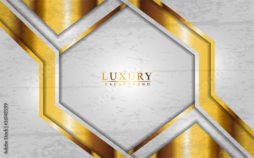 Modern luxury white and gold background with overlap layers design.