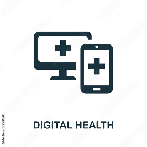 Digital Health icon. Monochrome simple Digital Health icon for templates, web design and infographics
